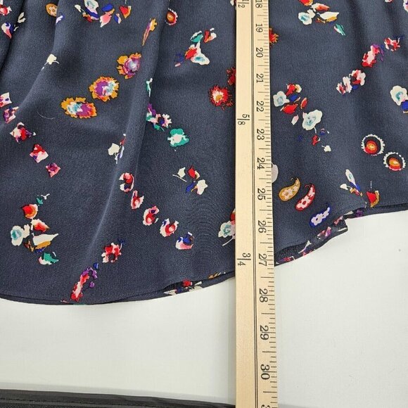 Rebecca Taylor Floral Silk Blouse Top Gray Women’s Size 8 Boho Hippie Preppy - Picture 10 of 11